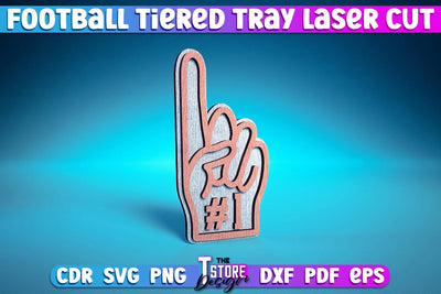 Football Tiered Tray Laser Cut | Tiered Tray Laser Cut Design | CNC Files SVG The T Store Design 