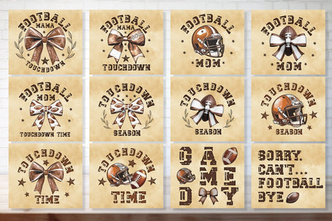 Football Tumbler Bundle Seamless 20oz Skinny Tumbler Wrap PNG Fall Football Season Retro Sublimation Design Football Mom Sublimation Createya Design 