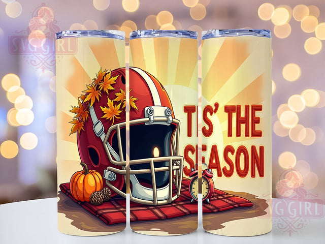 Football Tumbler, Fall Decor, Autumn Gifts, 20oz Tumbler, Sublimation Design, Seasonal Decor, PNG File, Thanksgiving Football Sublimation SvggirlplusArt 