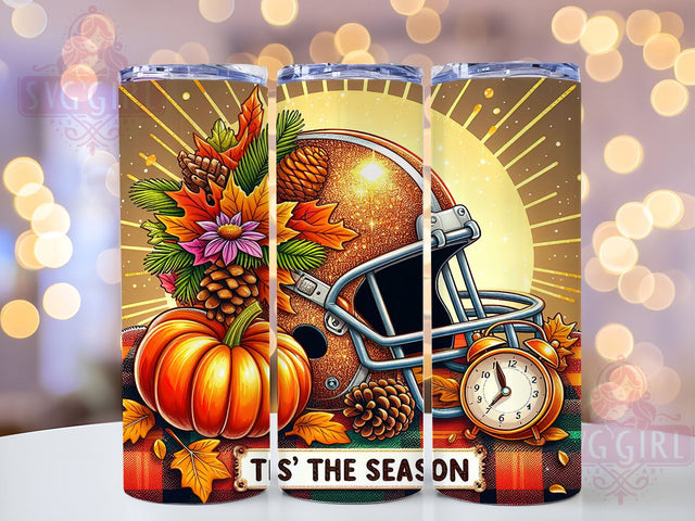 Football Tumbler, Fall Decor, Autumn Gifts, 20oz Tumbler, Sublimation Design, Seasonal Decor, PNG File, Thanksgiving Football Sublimation SvggirlplusArt 