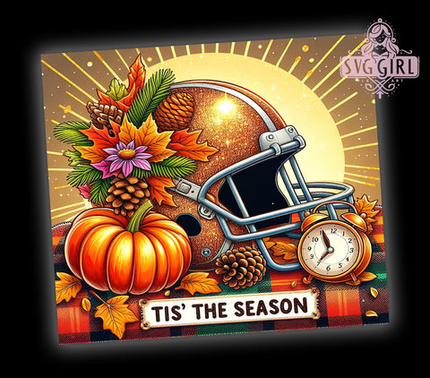 Football Tumbler, Fall Decor, Autumn Gifts, 20oz Tumbler, Sublimation Design, Seasonal Decor, PNG File, Thanksgiving Football Sublimation SvggirlplusArt 
