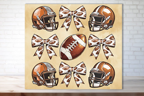 Football Tumbler Football Bow Seamless 20oz Skinny Tumbler Wrap PNG Fall Football Season Retro Sublimation Design Sublimation Createya Design 
