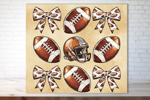 Football Tumbler Football Bow Seamless 20oz Skinny Tumbler Wrap PNG Fall Football Season Retro Sublimation Design Sublimation Createya Design 