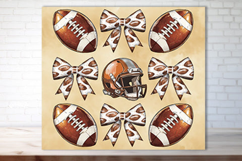Football Tumbler Football Bow Seamless 20oz Skinny Tumbler Wrap PNG Fall Football Season Retro Sublimation Design Sublimation Createya Design 