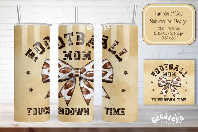 Football Tumbler Seamless 20oz Skinny Tumbler Wrap PNG Football Mom Retro Sublimation Design Sublimation Createya Design 