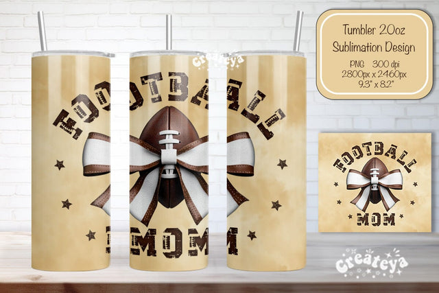 Football Tumbler Seamless 20oz Skinny Tumbler Wrap PNG Football Mom Retro Sublimation Design Sublimation Createya Design 