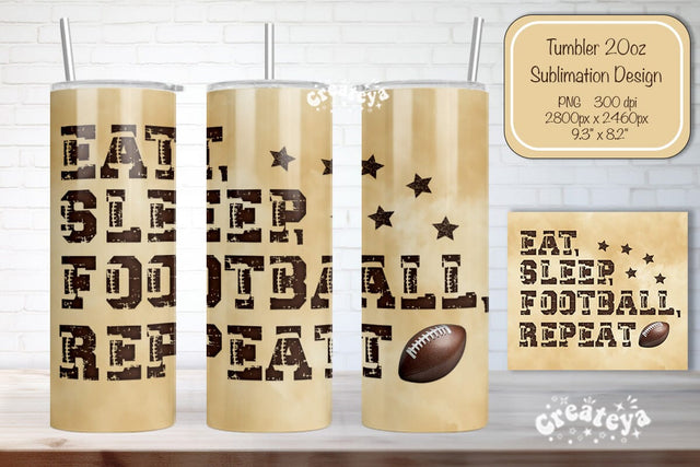 Football Tumbler Seamless 20oz Skinny Tumbler Wrap PNG Retro Sublimation Design Sublimation Createya Design 