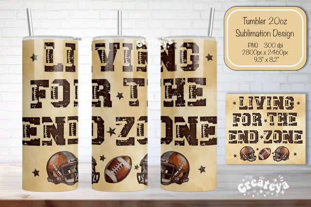 Football Tumbler Seamless 20oz Skinny Tumbler Wrap PNG Retro Sublimation Design Sublimation Createya Design 