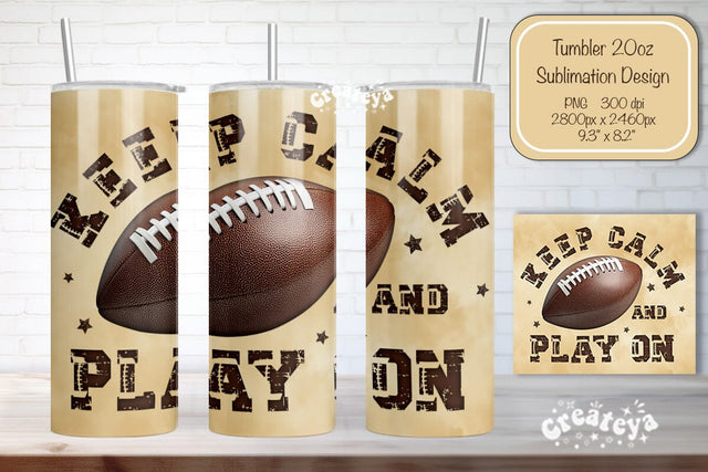 Football Tumbler Seamless 20oz Skinny Tumbler Wrap PNG Retro Sublimation Design Sublimation Createya Design 