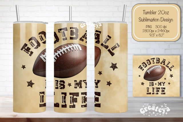 Football Tumbler Seamless 20oz Skinny Tumbler Wrap PNG Retro Sublimation Design Sublimation Createya Design 