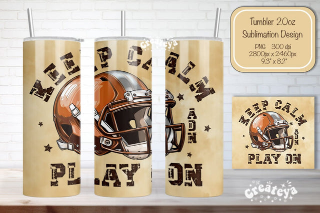 Football Tumbler Seamless 20oz Skinny Tumbler Wrap PNG Retro Sublimation Design Sublimation Createya Design 