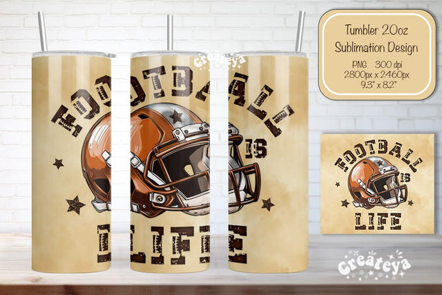 Football Tumbler Seamless 20oz Skinny Tumbler Wrap PNG Retro Sublimation Design Sublimation Createya Design 