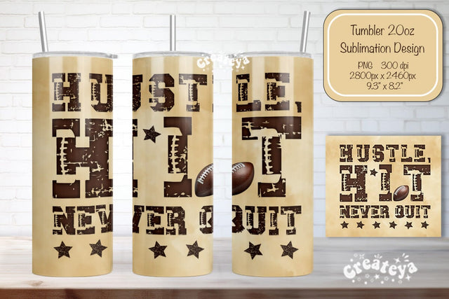 Football Tumbler Seamless 20oz Skinny Tumbler Wrap PNG Retro Sublimation Design Sublimation Createya Design 