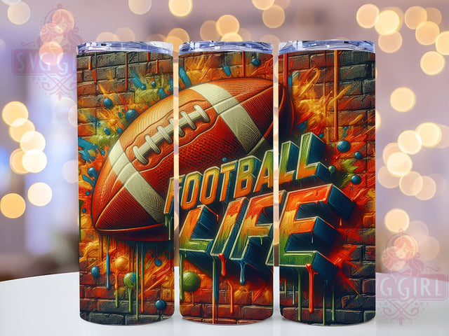Football Tumbler, Sports PNG, Life is Football, 20oz Tumbler Design, Football Sublimation, Athletic Decor, Game Day Tumbler, Sports Graphics Sublimation SvggirlplusArt 