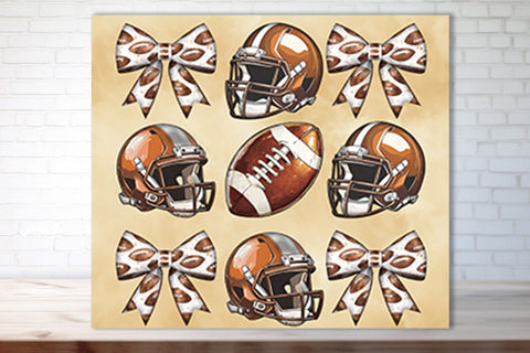 Football tumbler wrap Coquette Football Bow Skinny tumbler Sublimation Createya Design 