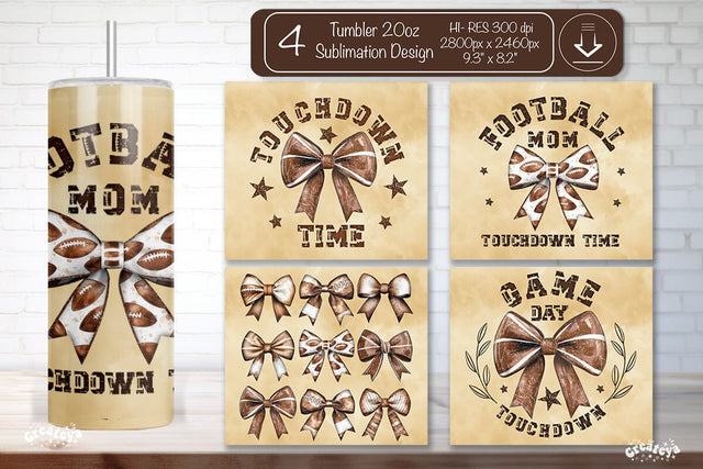 Football Tumbler Wrap Seamless 20oz Skinny Tumbler Wrap PNG Game day Retro Sublimation Design Sublimation Createya Design 