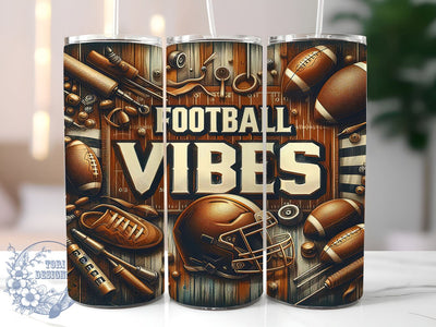 Football Vibes Game Day 20oz Skinny Tumbler, American Football Sport Tumbler Png, Straight & Tapered Tumbler Wrap, Instant Digital Download Sublimation ToriDesigns 