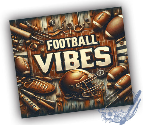 Football Vibes Game Day 20oz Skinny Tumbler, American Football Sport Tumbler Png, Straight & Tapered Tumbler Wrap, Instant Digital Download Sublimation ToriDesigns 