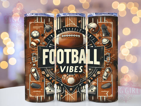 Football Vibes Game Day 20oz Tumbler Wrap Sublimation Design, Straight Tapered Tumbler Wrap, Football Sport Tumbler Png, Instant Digital Download Sublimation SvggirlplusArt 