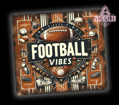 Football Vibes Game Day 20oz Tumbler Wrap Sublimation Design, Straight Tapered Tumbler Wrap, Football Sport Tumbler Png, Instant Digital Download Sublimation SvggirlplusArt 