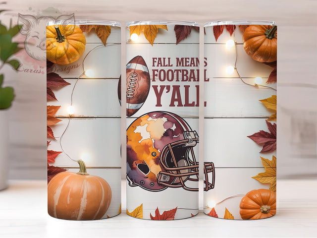 Football Y’all Fall Game Day Tumbler, Football Y’all Wrap, 20oz Tumbler Sublimation, Game Day Tumbler PNG, Autumn Football Cup Wrap, Printable Fall Tumbler, Football Season Tumbler Wrap Sublimation Lara' s Designs 