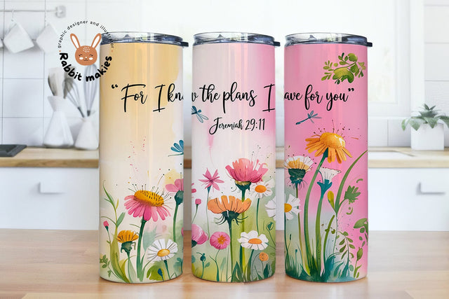 For I Know the Plans I Have for You 20oz Skinny Tumbler Sublimation Designs Sublimation Rabbitmakies 
