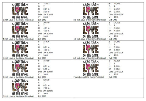 For the Love of the Game Pickleball Machine Embroidery Design – Leopard Paddle Sports File Embroidery/Applique DESIGNS PatternFeed8 