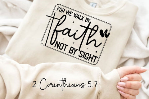 For We Walk By Faith Sleeve SVG Design SVG Regulrcrative 
