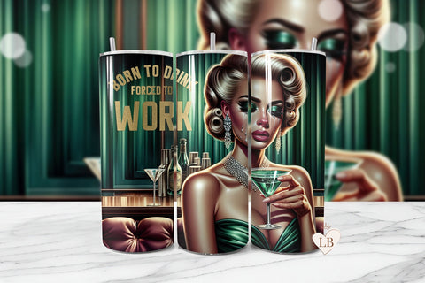 Forced To Work Sarcastic Retro Housewife Tumbler Wrap Sublimation BijouBay 