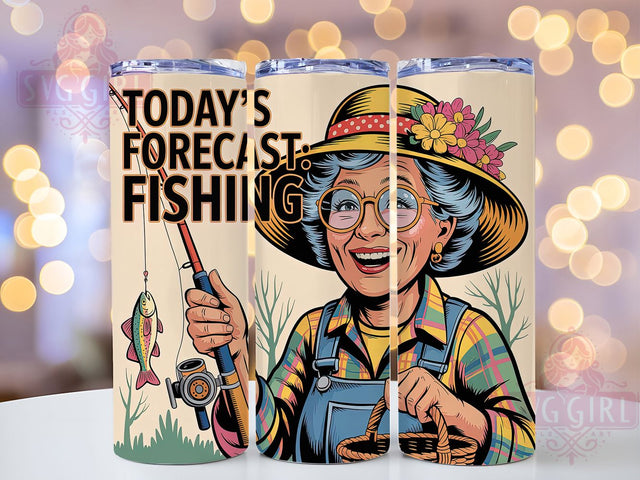 Forecast Fishing 20oz Tumbler, Funny Old Lady Quote, Today’s Forecast Fishing Wrap, Comedy Sublimation Design, 20oz Tumbler Wrap, Sublimation Design PNG, Gag Gift Sublimation SvggirlplusArt 
