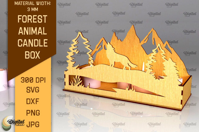 Forest Animal Candle Box Laser Cut. Candle Holder SVG SVG Evgenyia Guschina 