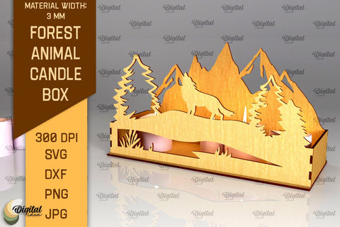 Forest Animal Candle Box Laser Cut. Candle Holder SVG SVG Evgenyia Guschina 