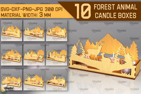 Forest Animal Candle Box Laser Cut. Candle Holder SVG SVG Evgenyia Guschina 