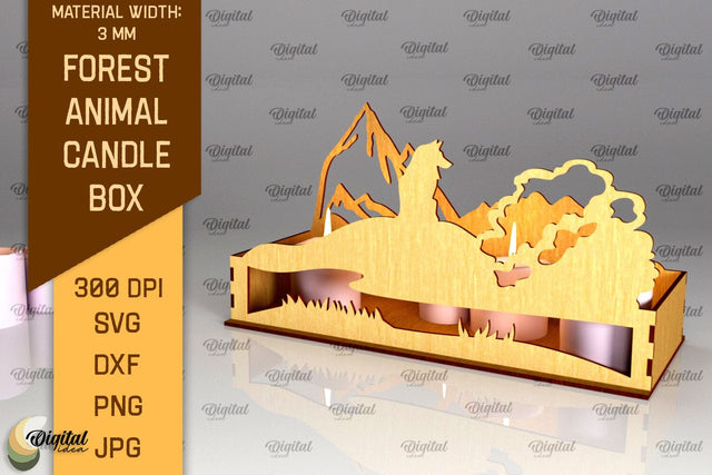 Forest Animal Candle Box Laser Cut. Candle Holder SVG SVG Evgenyia Guschina 