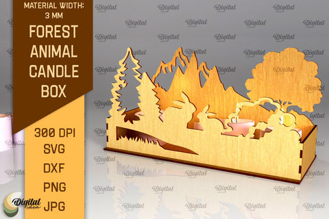 Forest Animal Candle Box Laser Cut. Candle Holder SVG SVG Evgenyia Guschina 