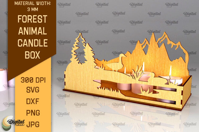 Forest Animal Candle Box Laser Cut. Candle Holder SVG SVG Evgenyia Guschina 