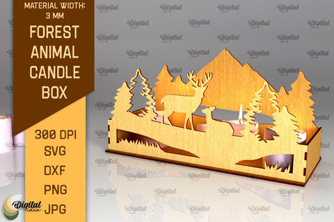 Forest Animal Candle Box Laser Cut. Candle Holder SVG SVG Evgenyia Guschina 