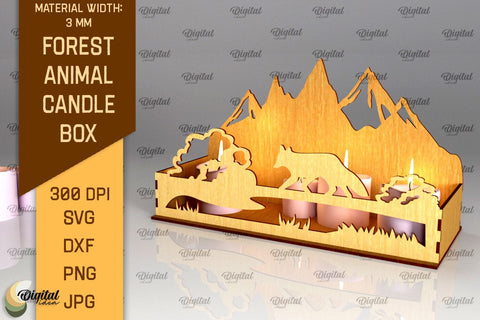 Forest Animal Candle Box Laser Cut. Candle Holder SVG SVG Evgenyia Guschina 