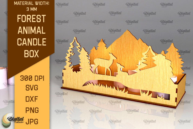 Forest Animal Candle Box Laser Cut. Candle Holder SVG SVG Evgenyia Guschina 
