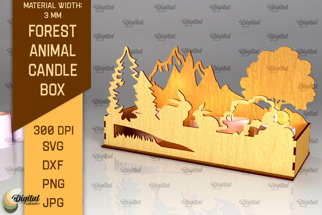 Forest Animal Candle Box Laser Cut. Candle Holder SVG SVG Evgenyia Guschina 