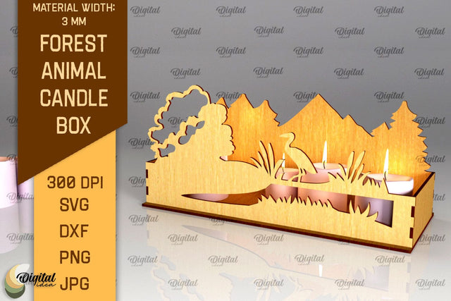 Forest Animal Candle Box Laser Cut. Candle Holder SVG SVG Evgenyia Guschina 