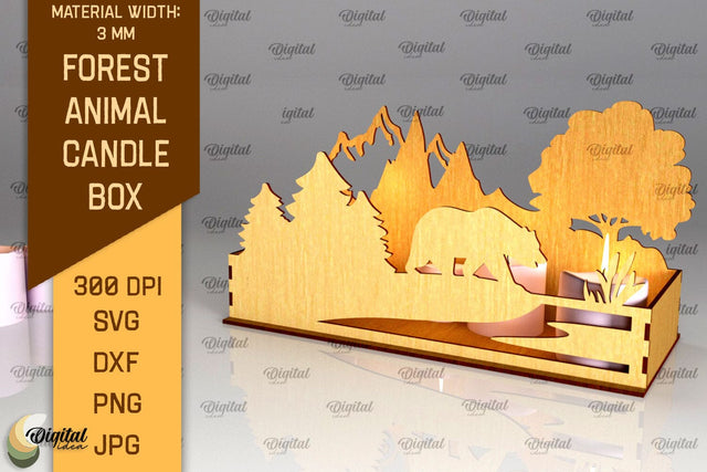 Forest Animal Candle Box Laser Cut. Candle Holder SVG SVG Evgenyia Guschina 