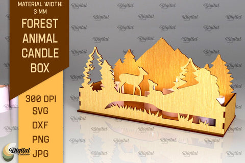 Forest Animal Candle Box Laser Cut. Candle Holder SVG SVG Evgenyia Guschina 