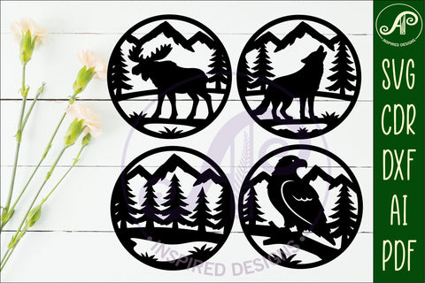Forest Animal Coasters, laser cut out Wildlife coaster 2 SVG APInspireddesigns 