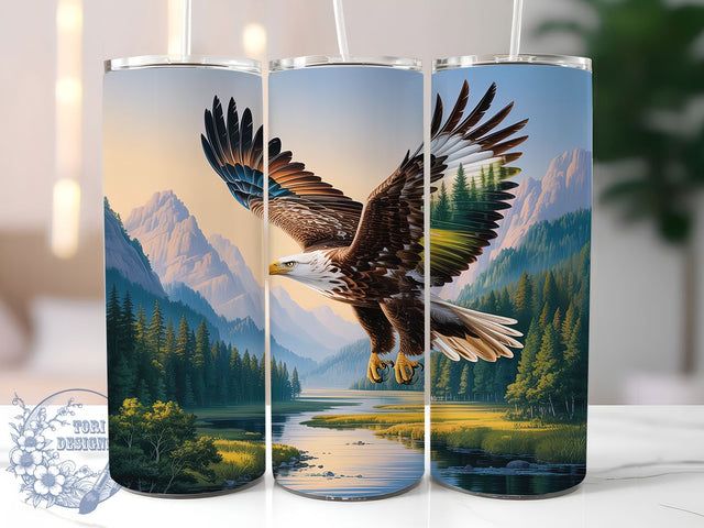 Forest Bald Eagle Tumbler, Hunting Wrap, Forest Design, Wildlife Pattern, Eagle Print, 20oz Tumbler, Sublimation Design Sublimation ToriDesigns 