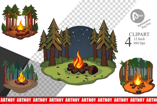 Forest Campfire Clipart Sublimation artnoy 