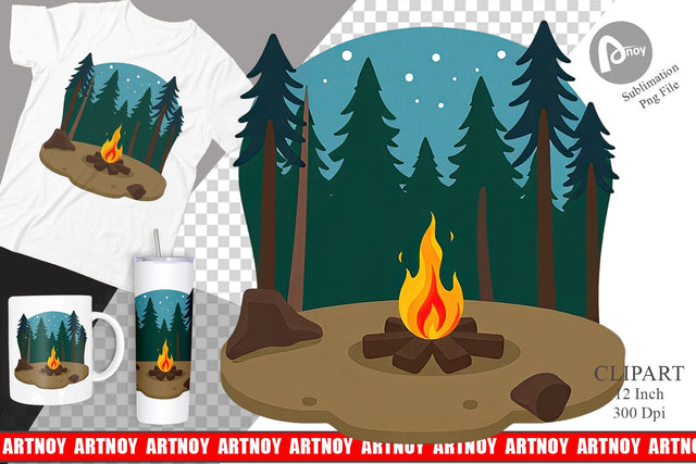 Forest Campfire Clipart Sublimation artnoy 