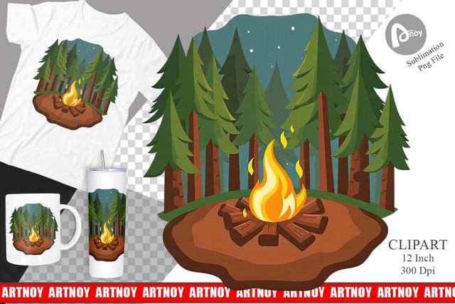 Forest Campfire Clipart Sublimation artnoy 