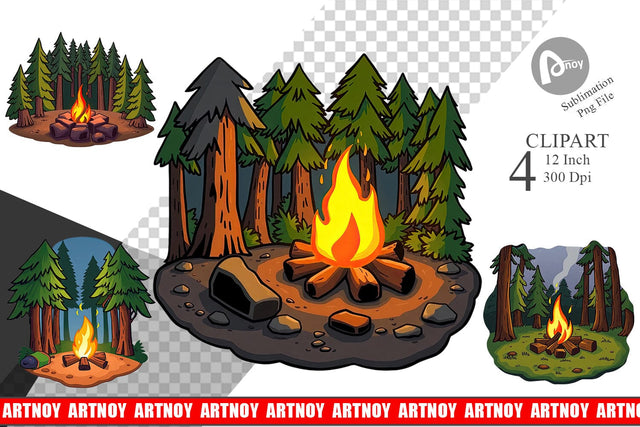 Forest Campfire Clipart Sublimation artnoy 