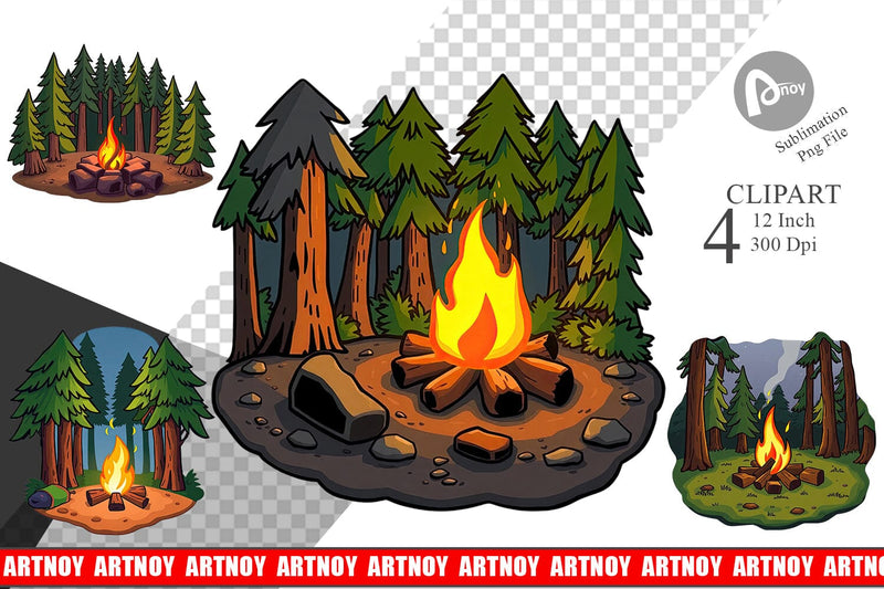Forest Campfire Clipart Sublimation artnoy 